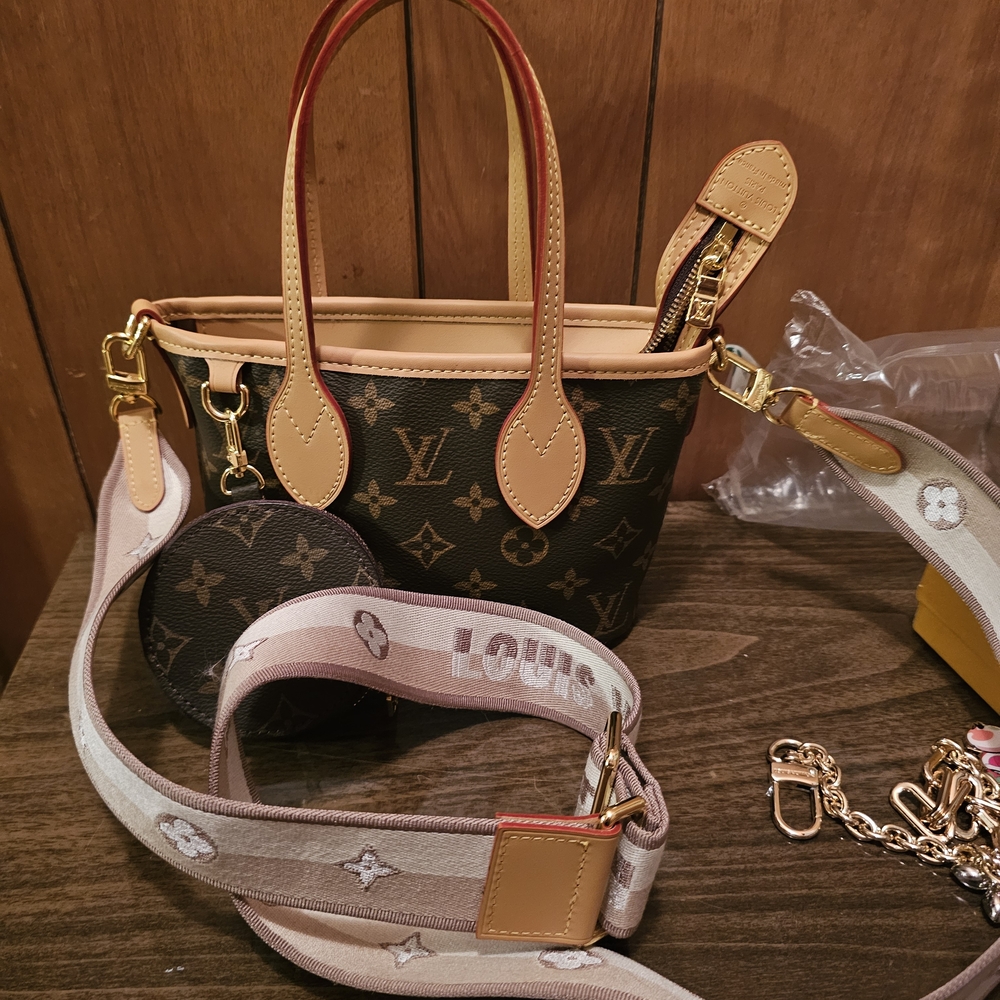 Real Leather  Mini Bag with Tan Accents